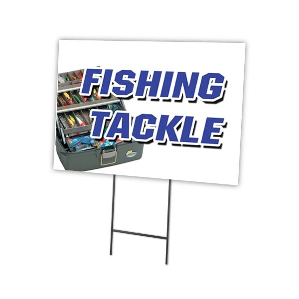 Signmission Fishing Tackle Yard Sign & Stake outdoor plastic coroplast window, C-2436-DS-Fishing Tackle C-2436-DS-Fishing Tackle - main